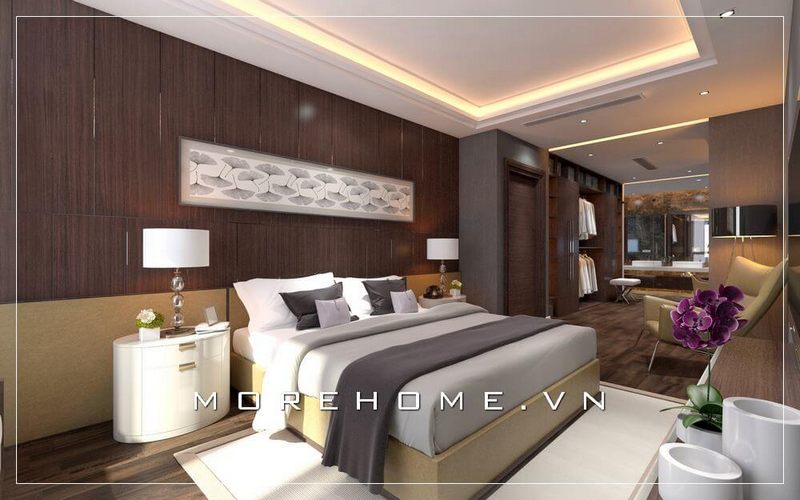 Mẫu giường ngủ 2 người gỗ An Cường được thiết kế theo phong cách hiện đại, đơn giản, gam màu vàng ấm áp gợi mở nên một không gian nghỉ ngơi thoải mái nhất